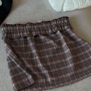 H&M Brown and White Mini Bubble Skirt